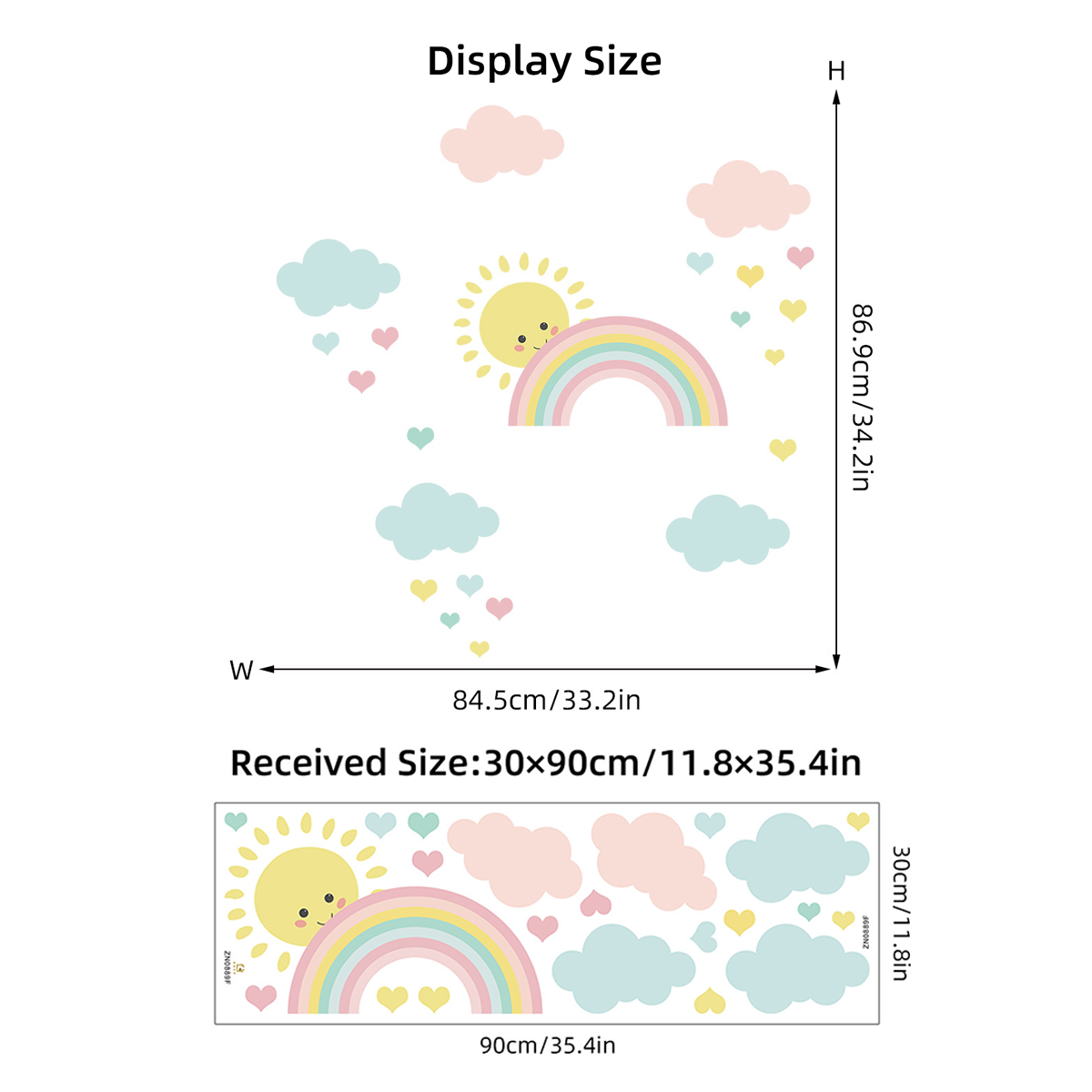 Cartoon Sun Rainbow Clouds Wal - đánh giá và giá Baby Nursery Decor Girl