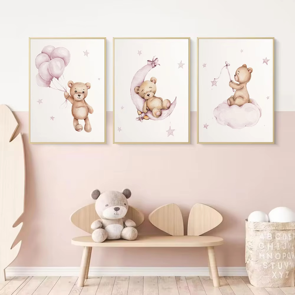 Bear Nursery Wall Art Decor Te - đánh giá và giá Baby Nursery Decor Girl